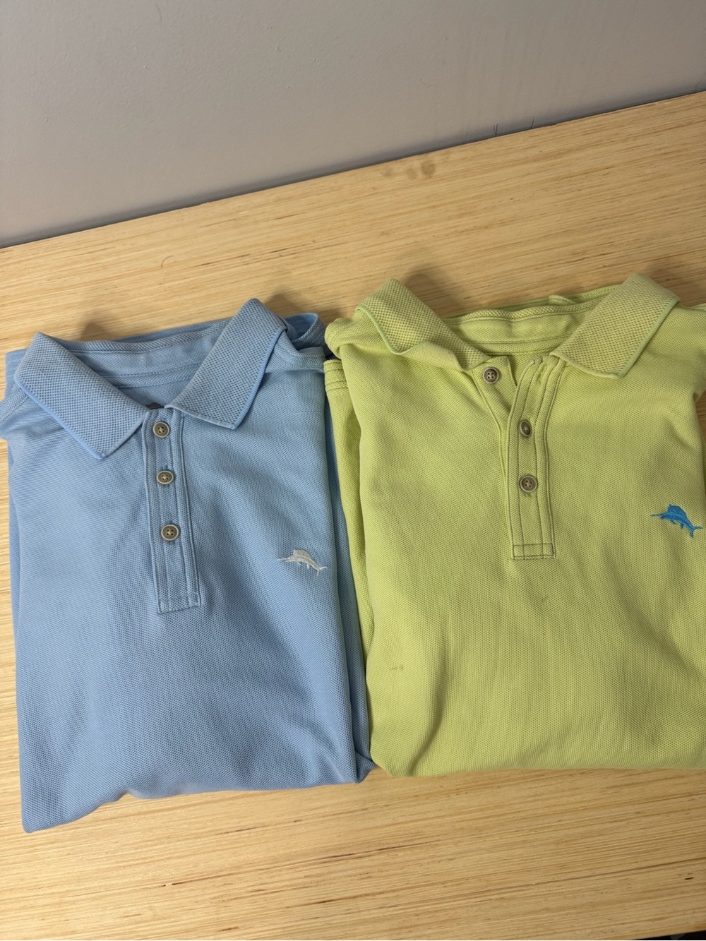 Tommy Bahama Polo Pima Cotton - Light Blue Lime Green - Classic Embroidered Logo